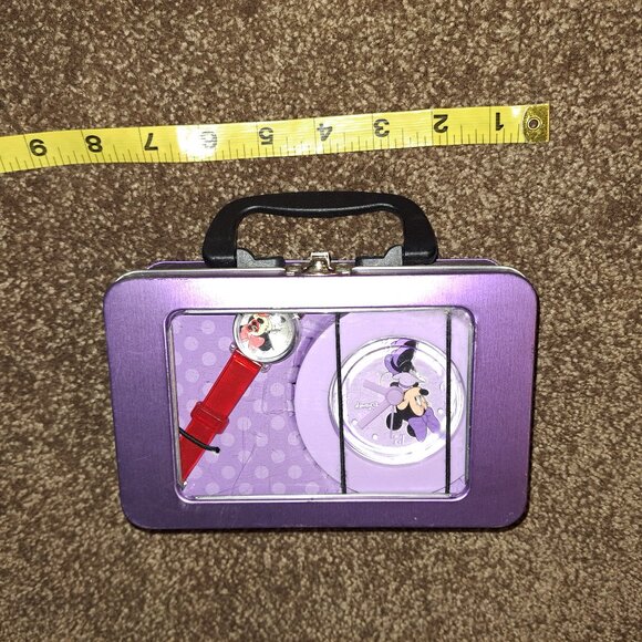Minnie Mouse Watch And Clock Set In Suitcase Lunchbox - Picture 7 of 8